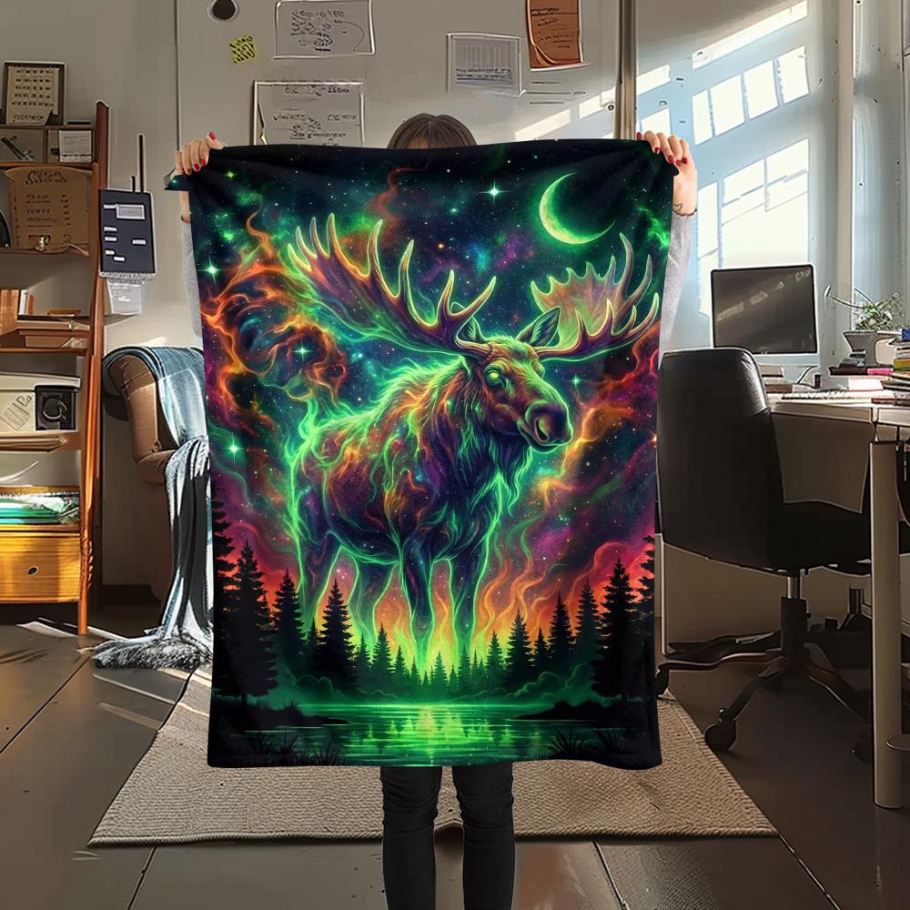 

Aurora Peacock Elephant Elk Print Flannel Blanket,High quality Comfortable for All Seasons,Home Decor,Warmth and Comfort,Perfect for Christmas Gifts 80cm x 120cm