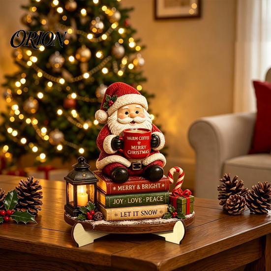 Wooden Holiday Wall Art Christmas Table Sign, 2D Flat Santa Claus/Snowman Reading Desktop Ornament Winter Party Decorations with Stand, Tabletop