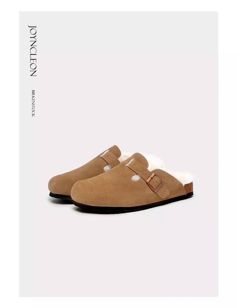 [Yushilai] Boken Shoes Women's 2025 Autumn and Winter New Mao Mao Slippers One Pedal, Fleece Thick-soled Large Size Half Tow