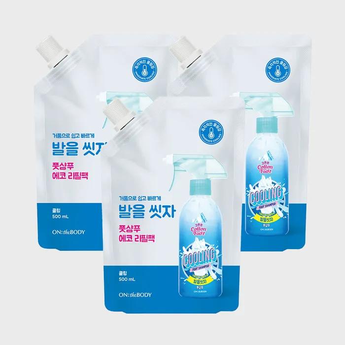 ON THE BODY _On the Body Cotton Foot Wash Foot Shampoo Refill Cooling 500ml X 3