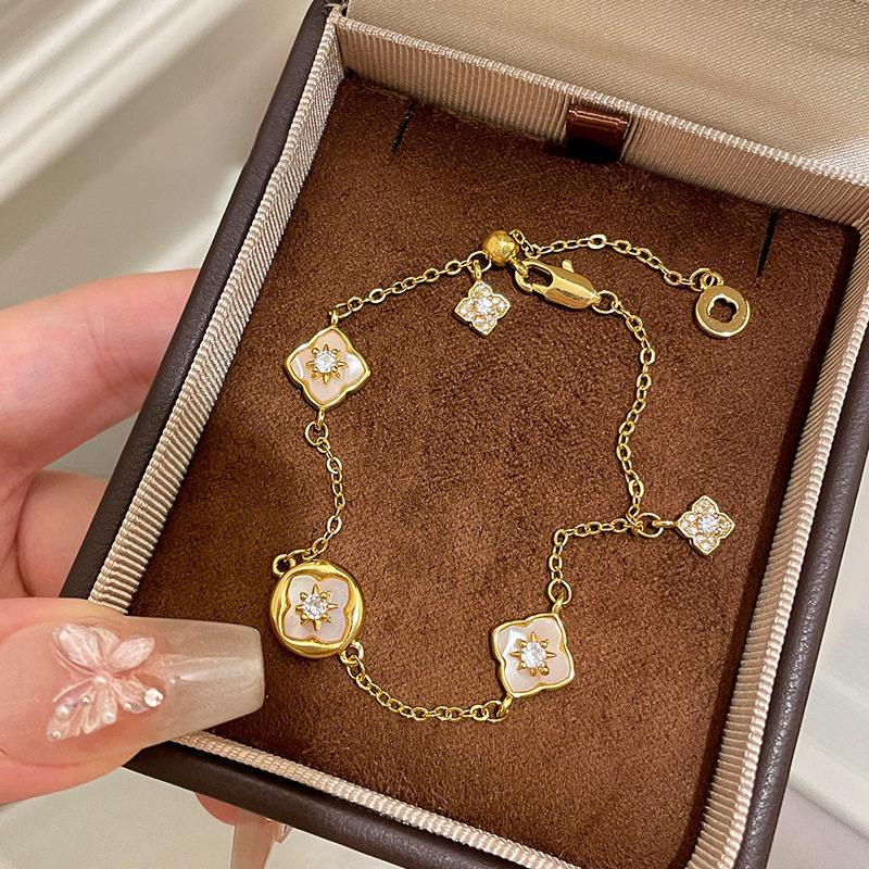 French retro simple zircon fritillary round flower bracelet bracelet exquisite jewelry women