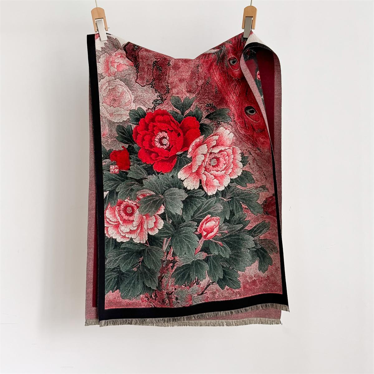 

Зимний Утепленный Теплый Шарф 65*185см с Кисточками Пашмина Шаль Женский Цветочный Имитация Кашемира Накидки Осеннее Ветрозащитное Одеяло 65-185cm