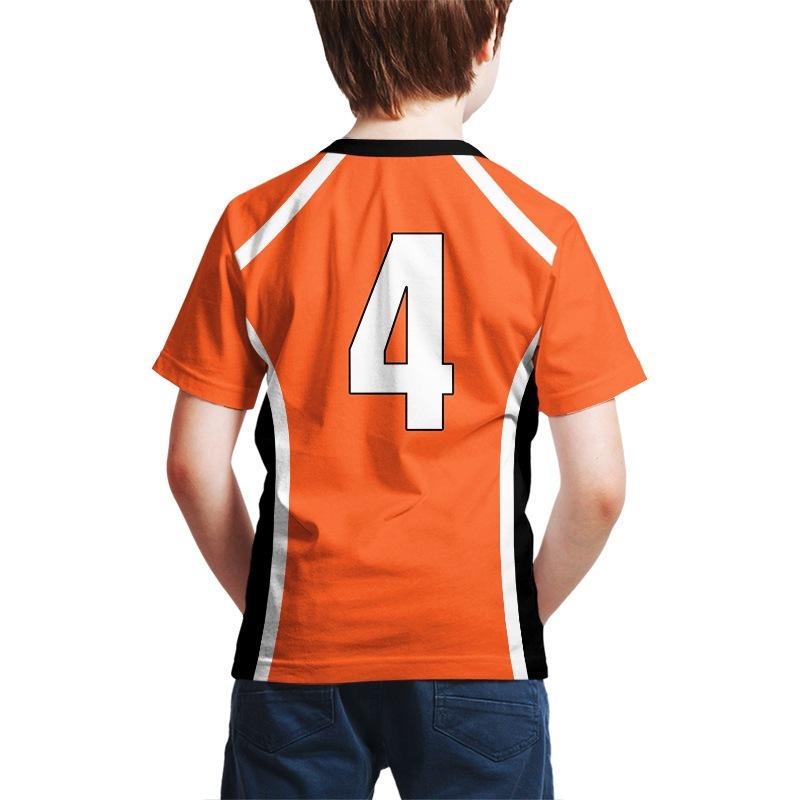 Summer Round Neck 3D Printed Volleyball Team Uniform Training Suit Anime Costume Cospaly Fashionable Casual Short Sleeved Children's Boy T-shirts