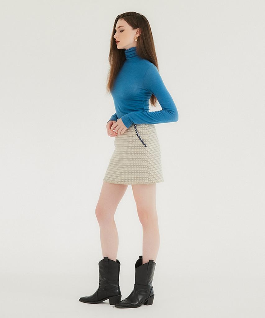 Hocus Pocus Bulgaria Virgin Wool A-Line Tweed Skirt / Cream