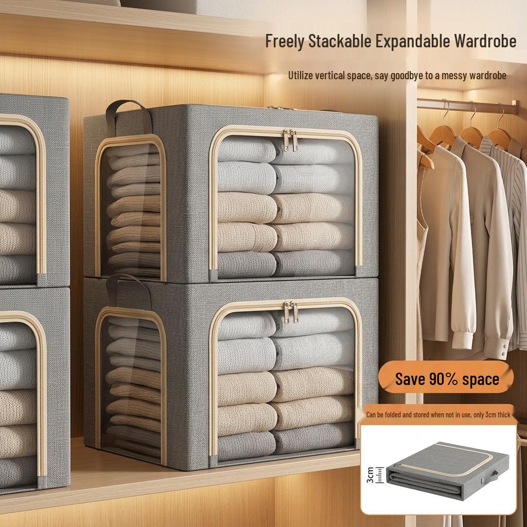 Large Multi-Purpose Fabric Storage Box for Clothes and Quilts