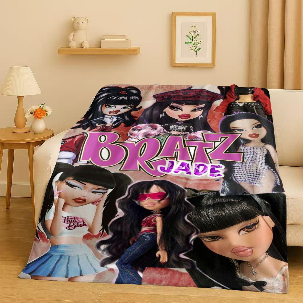 3D Cartoon Bratz Doll Girl Flannel Blanket,Ultra Soft Warm Plush Throw for Home Bedroom Bed Sofa Cover Office Gift Kids Picnic