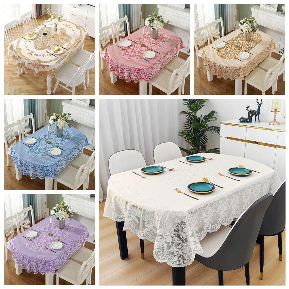 Embroidered Oval Tablecloth Anti-Scald Table Mat Printed Tablecloth  Wedding Dining Room