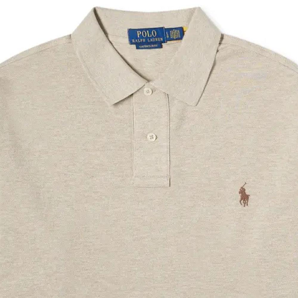 Polo Ralph Lauren Solid Logo Embroidered Slim Fit Long Sleeve Polo Shirt Men Tops Beige 710680790-117