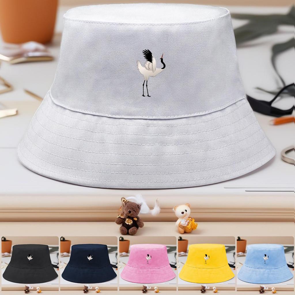 Realistic Crane Print Bucket Hat , Animal Sun Cap Spring Fashion Fit Basin Hat