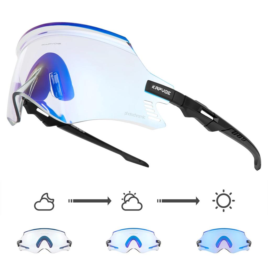 Red or Blue Photochromic Cycling Glasses Bike Bicycle Glasses Sports Men's Sunglasses MTB Road Cycling Eyewear Goggles