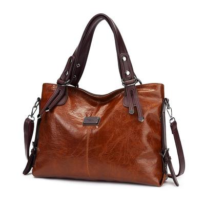 Fashion Women's Leather Bag Retro Tote Bag Soft Leather One-shoulder Messenger Large-capacity Casual Bag
