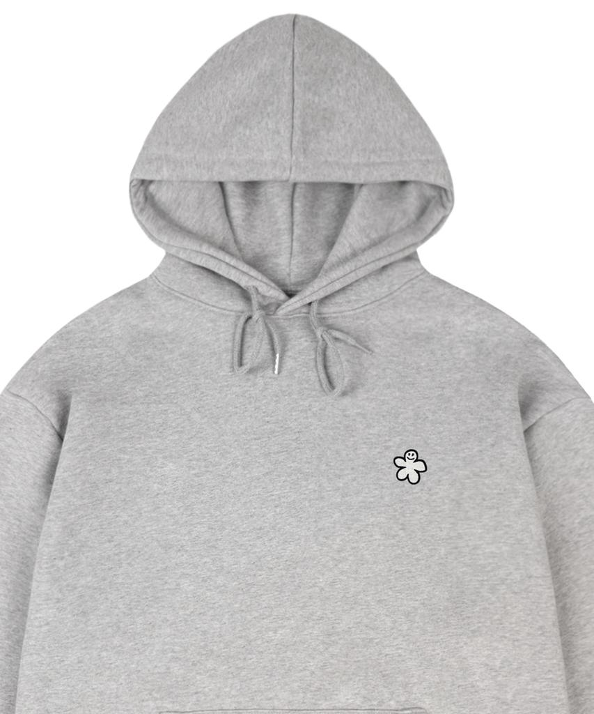 [Unisex] White Odd Flower Embroidered Hoodie_Gray