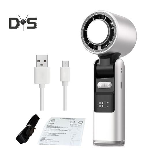 

Ручной вентилятор с цифровым дисплеем, 105000 об/мин, сильный поток воздуха, скорость 1-100, персональный перезаряжаемый вентилятор, складной охладитель серебро белый