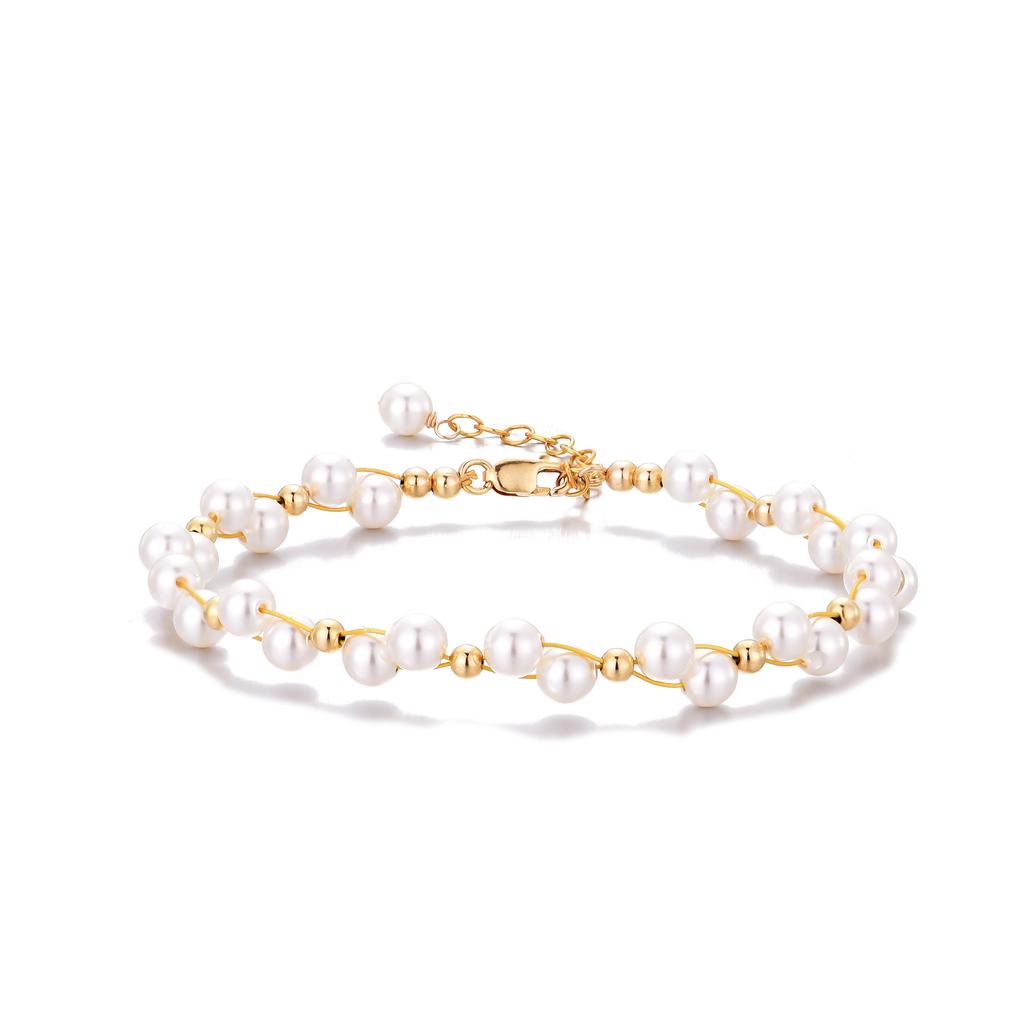 New Style High Quality 14k Gold Filled Beaded Pearl Bracelet Fashion Jewelry for Women