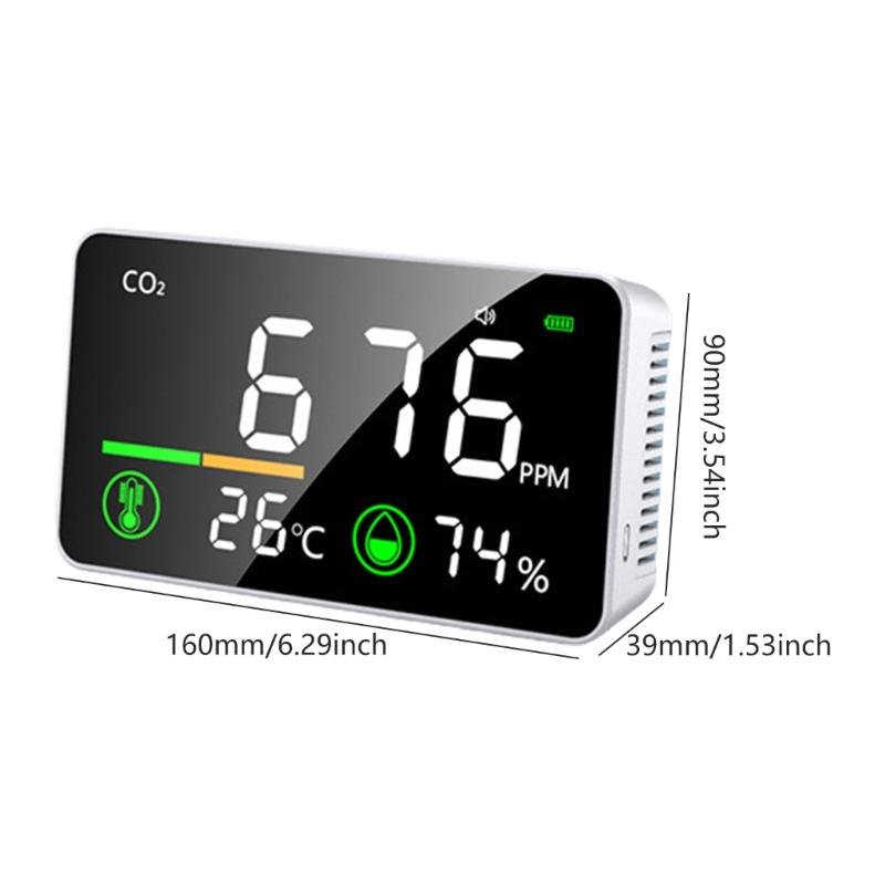 High Accuracy CO2 Meter Temperature Moisture  & CO2 Tester 3 in 1 Carbon Dioxide Detectors Easy to Carry Device for Indoor Space