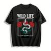 Vintage 1982 Rose Snake Print T-Shirt Be Yourself Casual Top Pure Cotton T-shirt