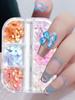 6 Grids 3D Cute Bow Nail Charms Holographic DIY Resin Aurora Decoration Valentine Nail Design Manicure Jewelry Accessories