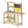 Mud Kitchen, Outdoor Mud Kitchen for Kids, Wood Outdoor Play Kitchens with Spoons, Sink, Sunshade Canopy, Swivel Wheels, Cookware Pots and