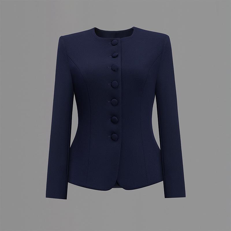 

Women s High-Class Slim Fit Red Suit Jacket – Round Neck, Ideal for Interviews and Workplace Extra Large