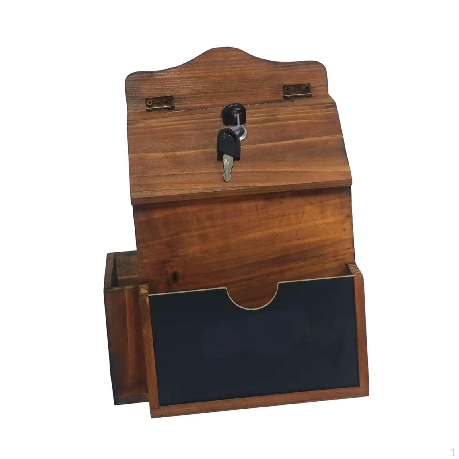 

Wall Mount Mailbox Secured Postbox Multipurpose Wooden Easy to Install Deposit Drop Box Donation