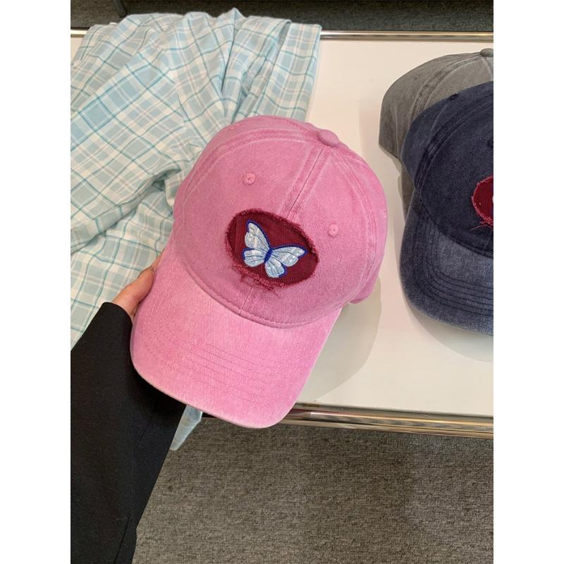 Retro Washing Cowboy Baseball Cap with Bows and Curved Brim Baseball Cap Showing Face Small Sunshade Versatile Soft Top