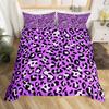 Purple Leopard Print Three-Piece Quilt Cover 3D Digital Printing Bedding Set Bed Cover