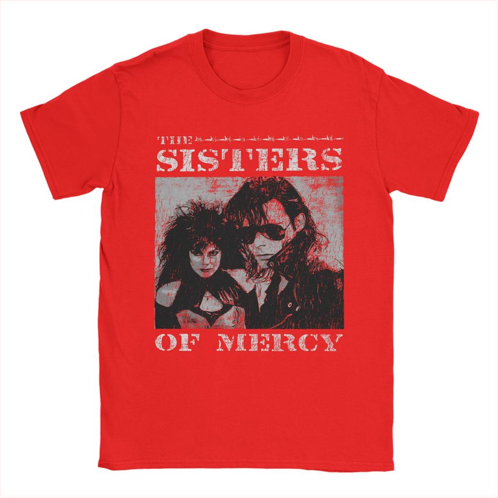 Vintage The Sisters of Mercy TShirt for Men Crew Neck Pure Cotton T Shirts Short Sleeve Tee Shirt Summer Clothes