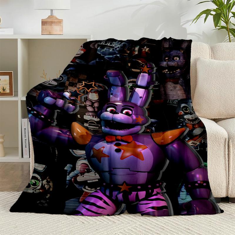 1PC Fnaf Character Collage Flannel Blanket Gift, Suitable for Both Men And Women, Soft Ideal for Beds And Sofa, Birthday Or Christmas Gift