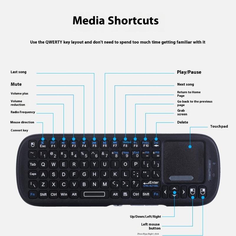 Mini-Funk Tastatur mit Touchpad-Maus Leichtgewicht Tragbarer Controller Bluetooth-kompatible Maus für PC-Gaming