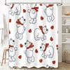 Cute Cartoon Animal Print Shower Curtains White Valentine's Day Red Hearts Teddy Bear Pattern Home Decor Bathroom Liner Shower C