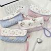 Flower Print Pen Bag with Lanyard Large Capacity Pencil Case Pen Organizers Pencil Pouches Travel Makeup Bag for Women