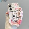 KEYSION Cartoon Cute Plush Embroidery Case for OPPO A5i with Lanyard Silicone Shockproof Phone Back Cover for OPPO A5i