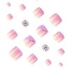 Purple French Toenail Art Stickers with Rhinestones - Short Square Design, Super Sparkle & Wearable