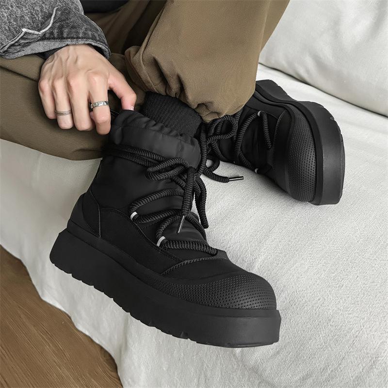 Leather bundle socks piled warm snow boots winter new heightened thick-soled casual cotton boots