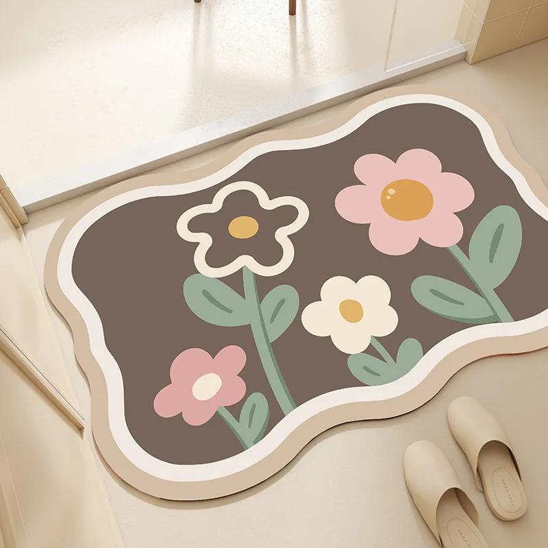 Toilet door floor mat Diatom mud absorbent non-slip mat Toilet carpet Bathroom floor mat Silicone door mat Household