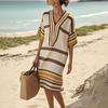 Summer Dress for Women Casual Short Sleeve V Neck Striped Midi Dress Summer Beach Sundress Boho Vacation Outfit