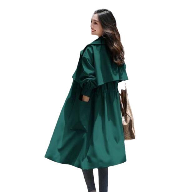 Kurtka wiosenno-jesienna damska ze ściąganym w talii dla wysmuklenia, damska, średniej długości, wiatrówka