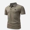 Men's Business Casual Letter B Print Waffle Short Sleeve Polo Shirt