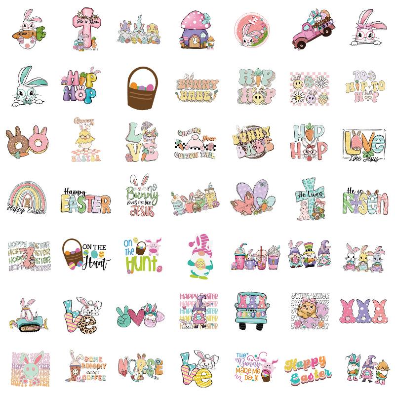 50 Stück/Set Oster Graffiti Aufkleber Niedliche Kaninchen Osterei Cartoon Festival Aufkleber DIY Gepäck Telefon Gitarre Klassisches Kinderspielzeug