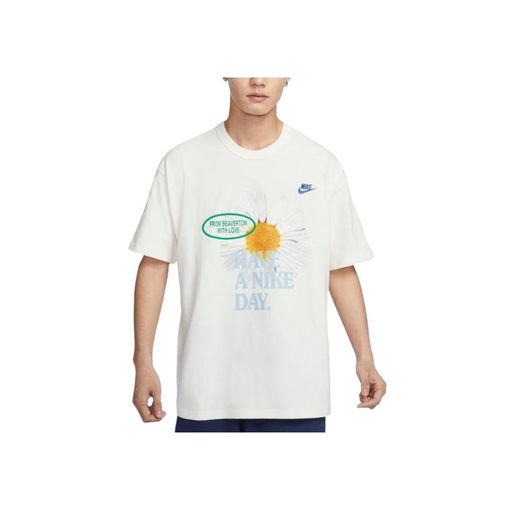 Nike Sportswear Essentials American Vintage Daisy Pattern Crew Neck Comfortable Casual Short Sleeve T-Shirt Men T-Shirt White HJ3955133
