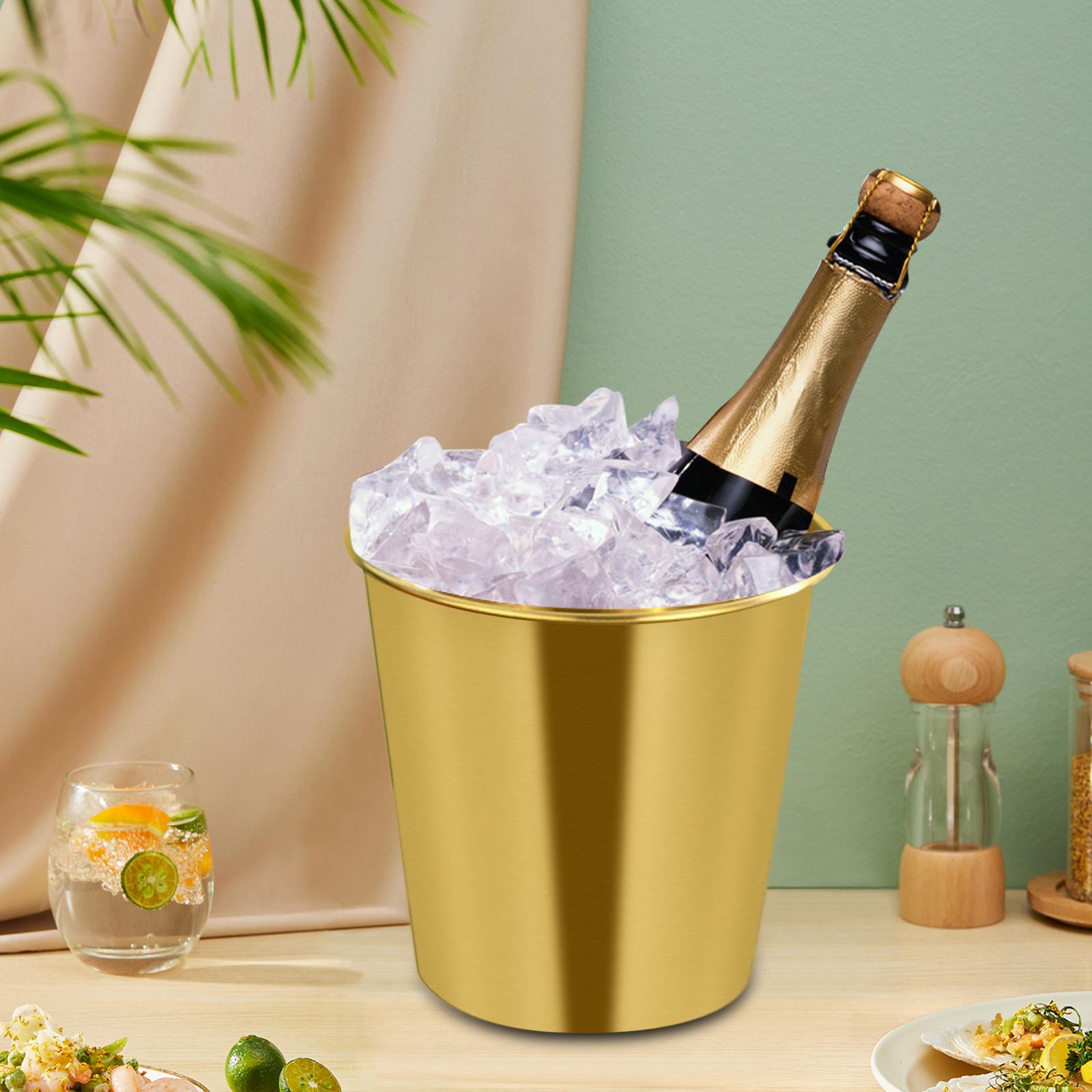 Stainless Steel Bar Ice Bucket Bucket Wine Spit Wine Barrel Container for KTV Club Bar Wine Bucket