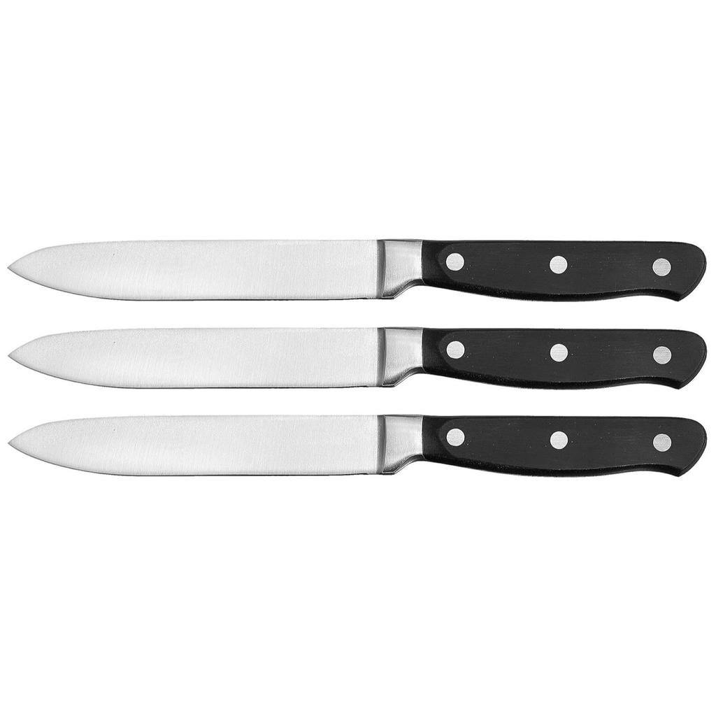 Premium High-Carbon Stainless Steel Utility Knife Set, 3-Pieces, Silver
