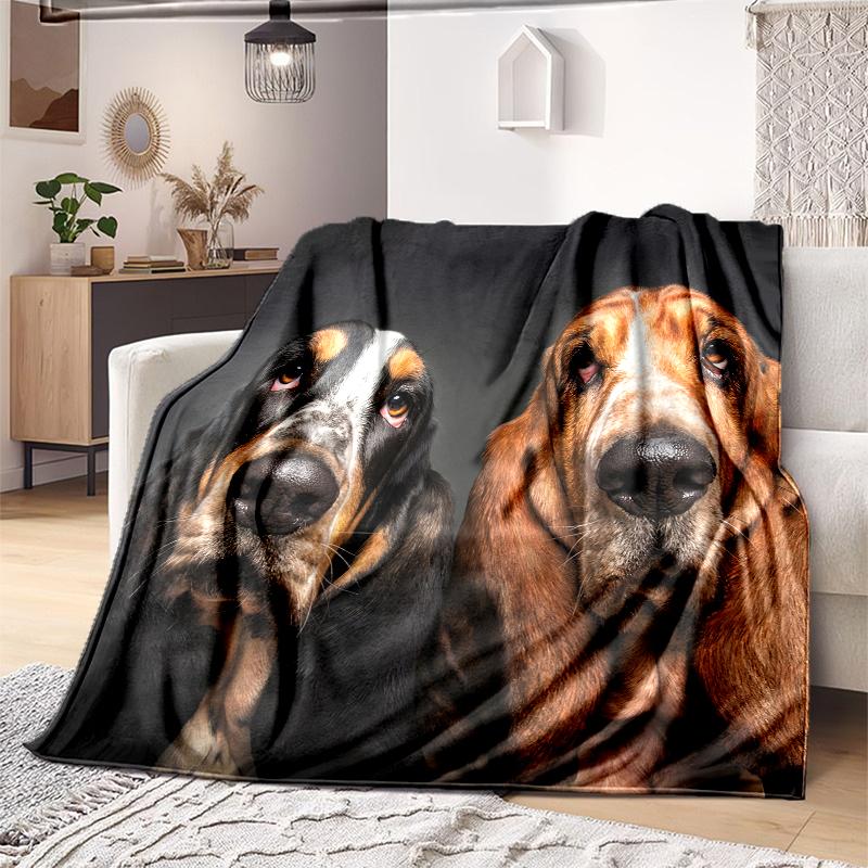1PC Dog cute printed blanket, all season lightweight home office outdoor nap multifunctional blanket A7