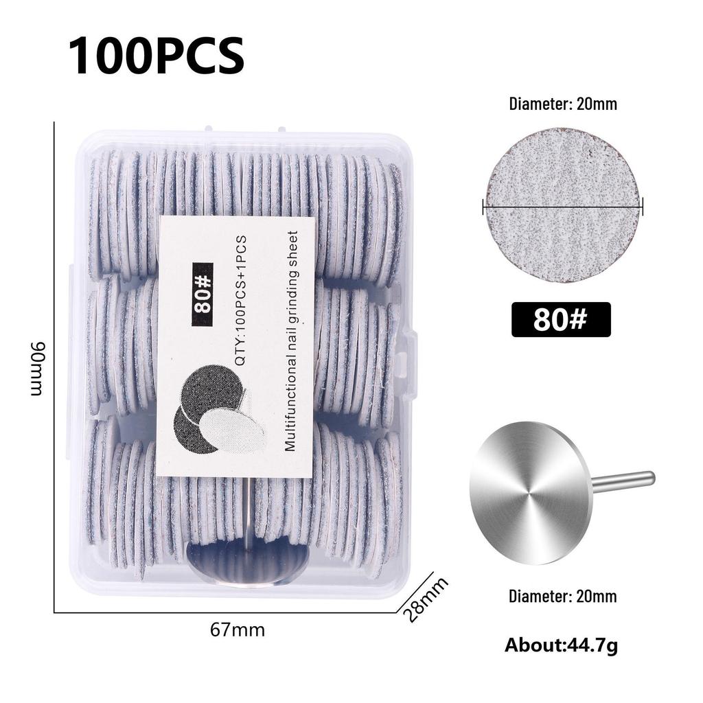 Nail Art Sand Disc for Polishing, Shaping, and Filing Extension Nails - 100 Pieces