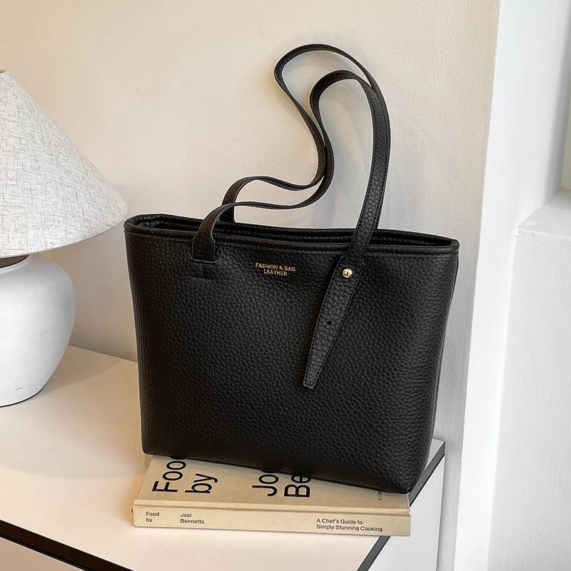 Feminine PU shoulder bag large capacity retro and simple elegant solid new