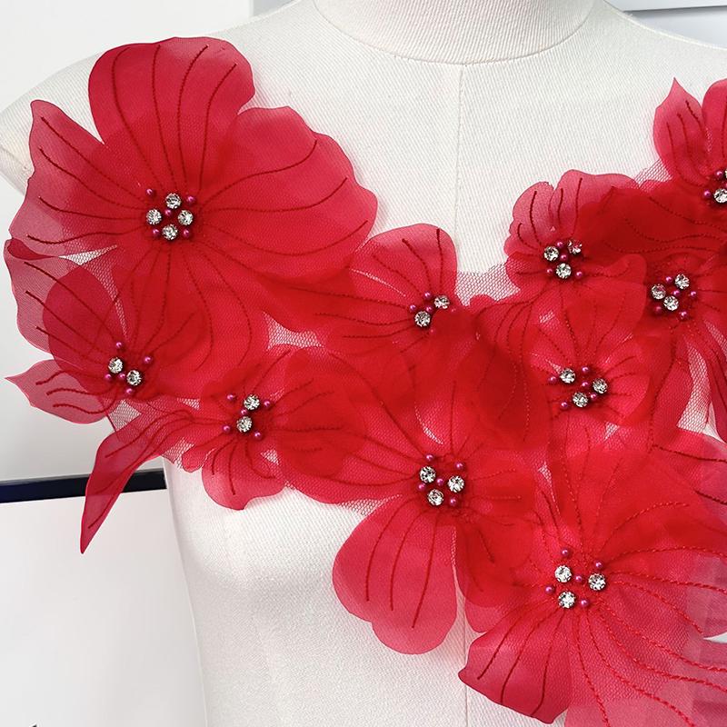 1 ks Čipkované kvety Odevné doplnky Látková dekorácia Nášivka Šijacie potreby Sieťované kvety Látková nášivka DIY 4 farby