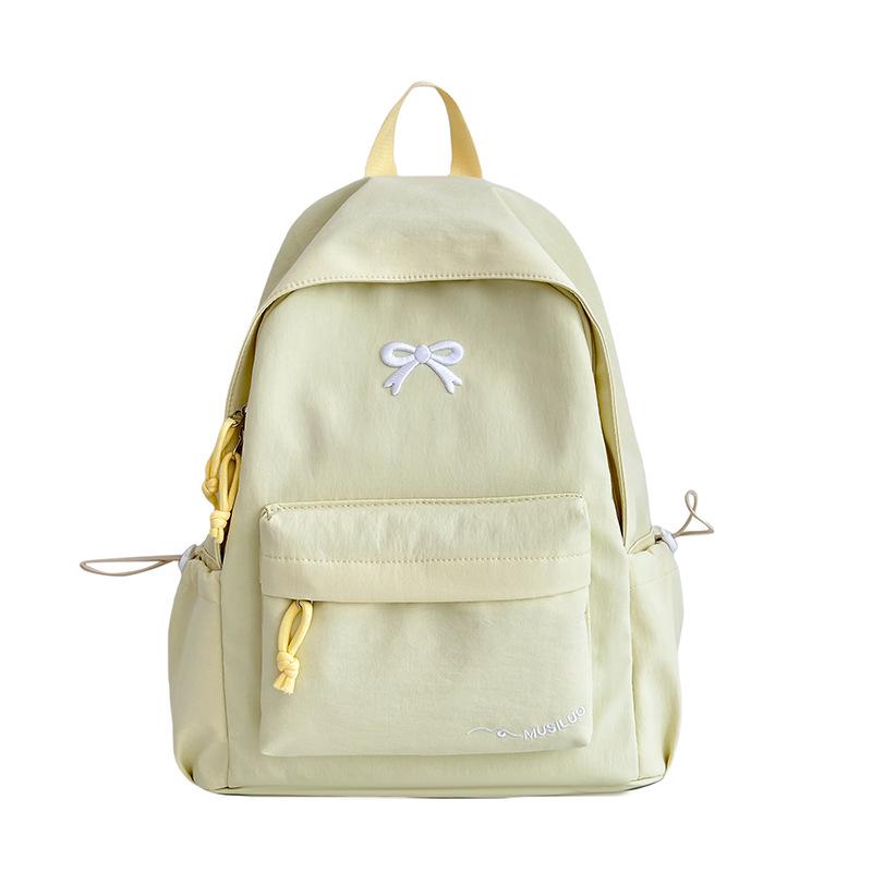 Rucksack im koreanischen Stil mit mädchenhafter Stickerei und Schleife - Leichtgewicht für College & Mittelschule