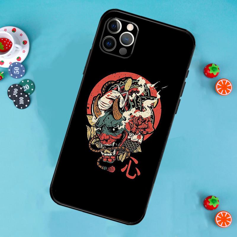 Samurai Oni Mask Phone Case For iPhone 17 Air 16 15 14 13 11 12 Pro Max 13 12 Mini 15 16 Plus 16e Cover Funda