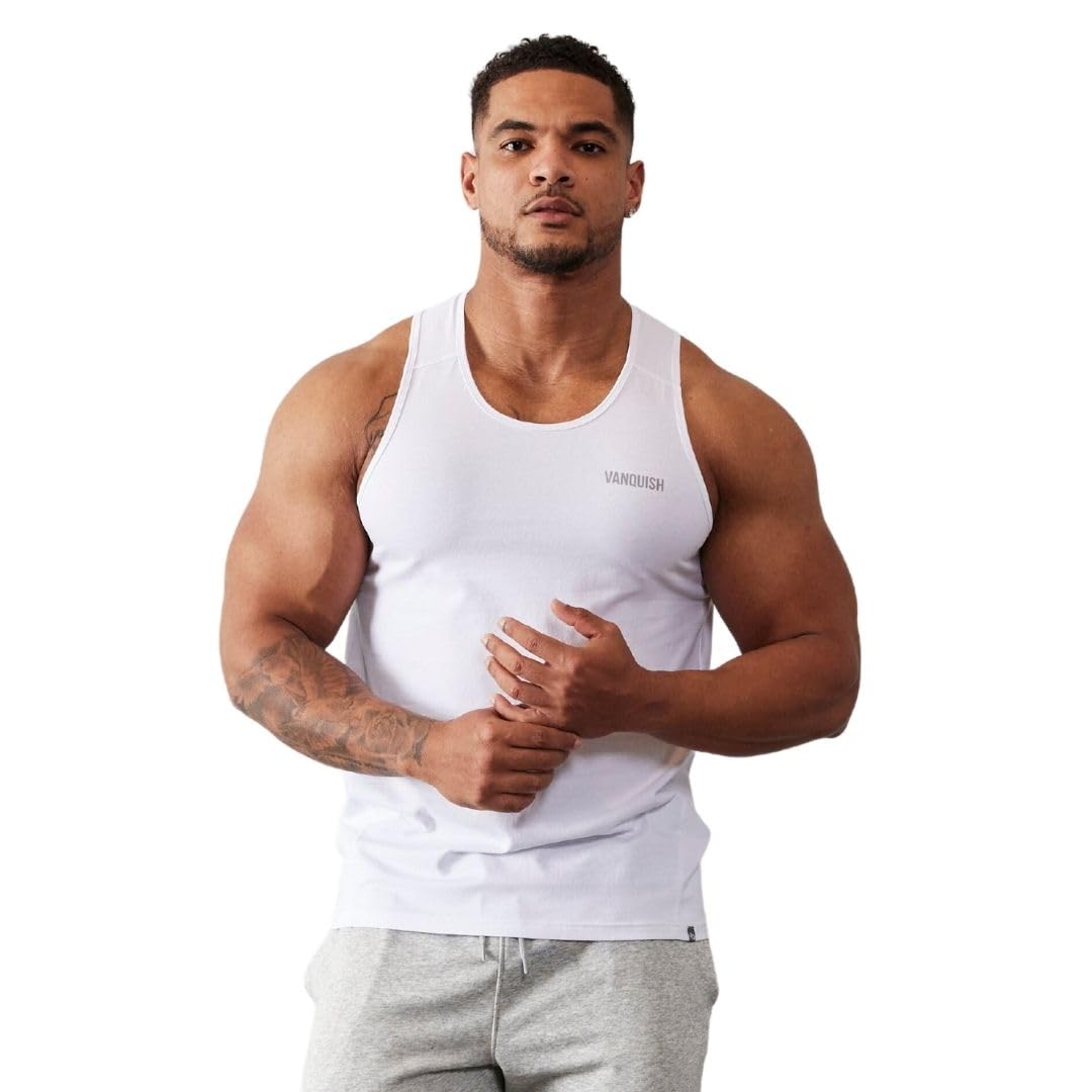 

Vanquish Fitness Essential Regular Fit Tank Top for Men, Perfect for Strength Training, Bodybuilding, and Physique (White/XXL) [Parallel Import]