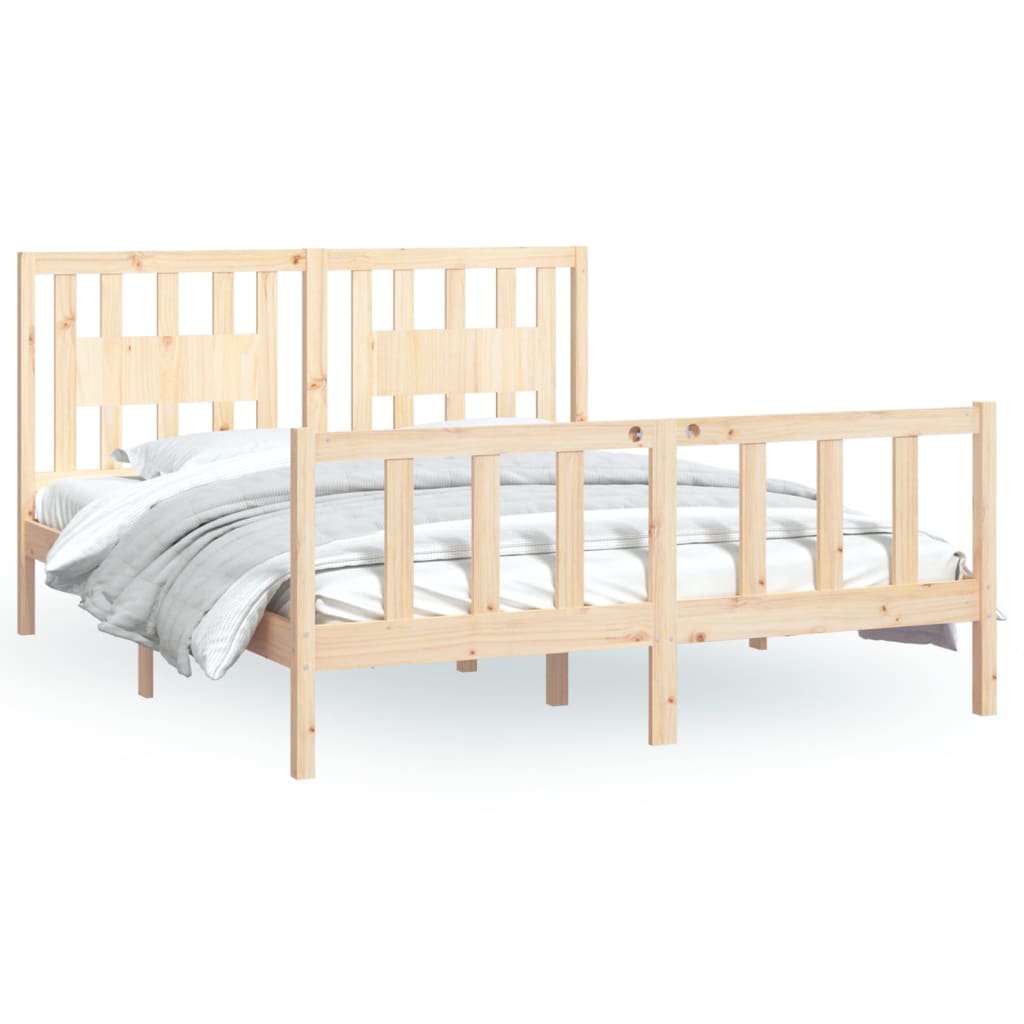 Solid Wood Bed with Headboard Pine 160 X 200 Cm